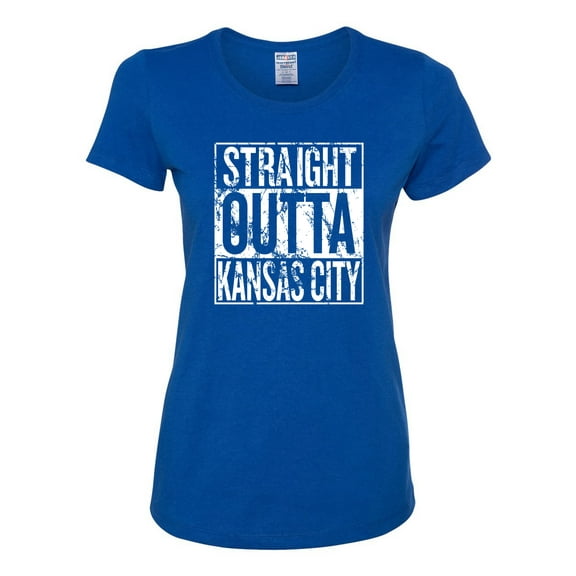 Straight Outta Kansas City KC Fan | Fantasy Baseball Fans | Womens Sports Graphic T-Shirt, Royal, X-Large