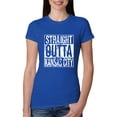 thumbnail image 1 of Straight Outta Kansas City KC Fan | Fantasy Baseball Fans | Womens Sports Slim Fit Junior Tee, Royal, Large, 1 of 4