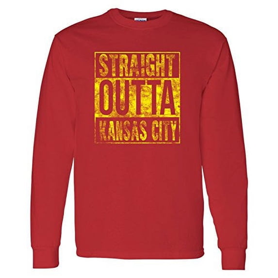 Straight Outta Kansas City Long Sleeve T-Shirt - Large - Red