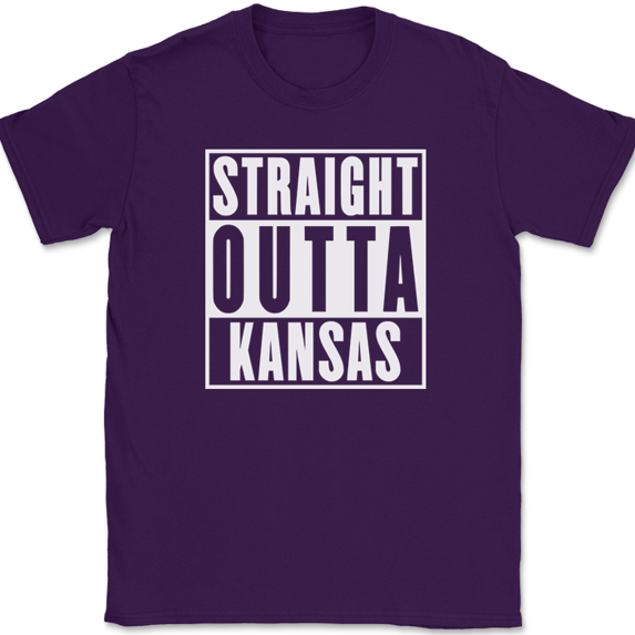 Straight Outta Kansas T-Shirt Funny Humor State Pride Home US Tee - Purple, 4XL