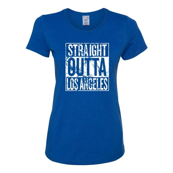 Straight Outta LA Los Angeles Fan | Fantasy Baseball Fans | Womens Sports Graphic T-Shirt, Royal, Small