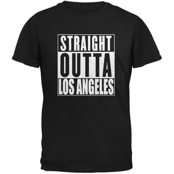 Straight Outta Los Angeles Black Adult T-Shirt - Medium