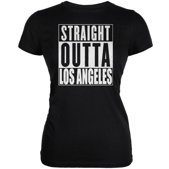 Straight Outta Los Angeles Black Juniors Soft T-Shirt - Small