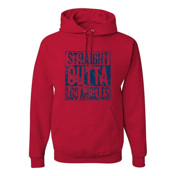 Straight Outta Los Angeles LA Fan | Fantasy Baseball Fans | Mens Sports Hooded Sweatshirt Graphic Hoodie, Red, Medium