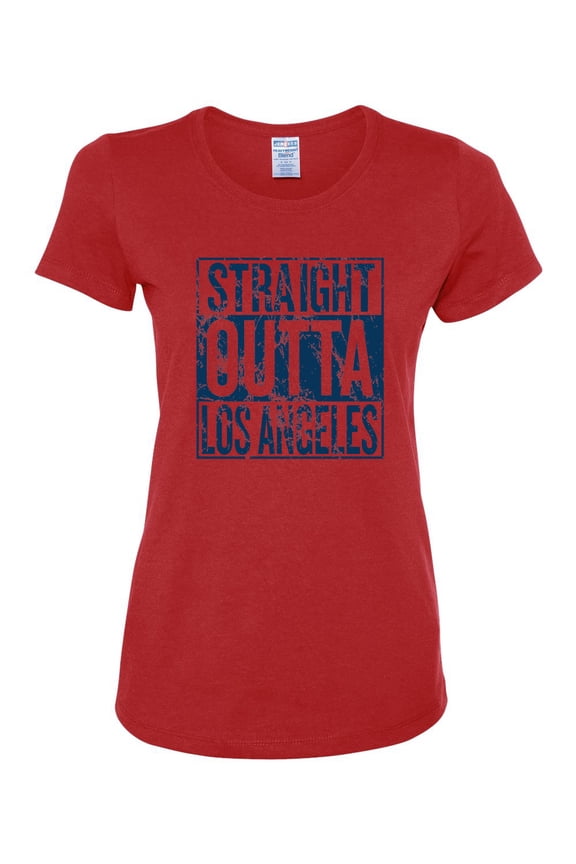 Straight Outta Los Angeles LA Fan | Fantasy Baseball Fans | Womens Sports Graphic T-Shirt, Red, X-Large