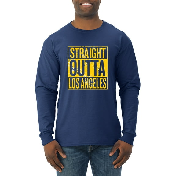 Straight Outta Los Angeles LAC Fan | Fantasy Football | Mens Sports Long Sleeve T-Shirt, Navy, Small