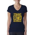 thumbnail image 1 of Straight Outta Los Angeles LAC Fan | Fantasy Football | Womens Sports Slim Fit Junior V-Neck Tee, Navy, 2XL, 1 of 4