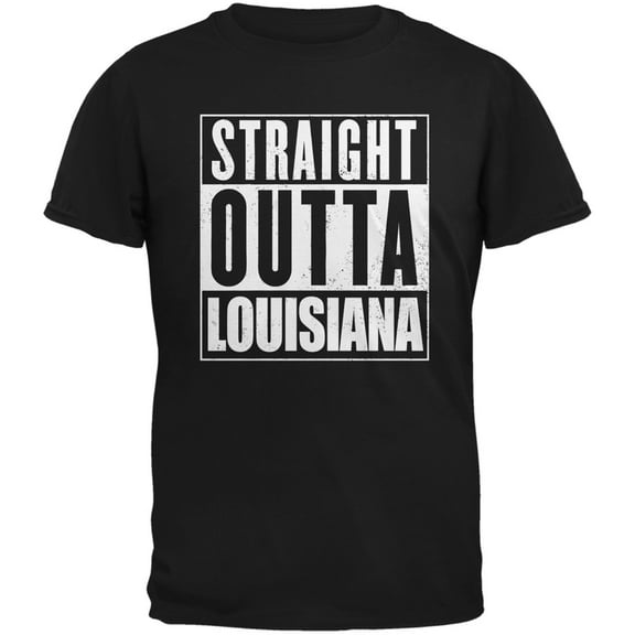 Straight Outta Louisiana Black Adult T-Shirt - 2X-Large