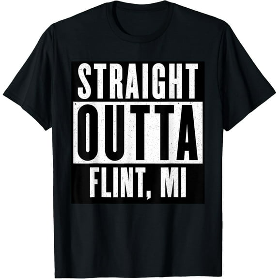 Straight Outta MICHIGAN Tshirt FLINT Home Tee V-Neck T-Shirt T-ShirtMen's and women's gift, black and white T-shirt, size: Extra large S-4XL