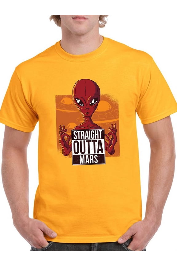Straight Outta Mars Alien Sketch Men T-Shirt, Male Small