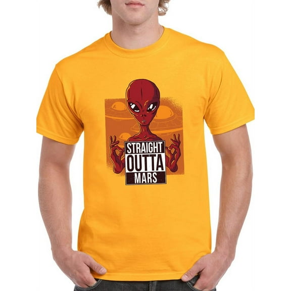 Straight Outta Mars Alien Sketch Men T-Shirt, Male x-Large