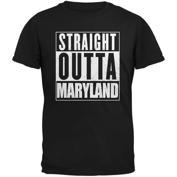 Straight Outta Maryland Black Adult T-Shirt - X-Large
