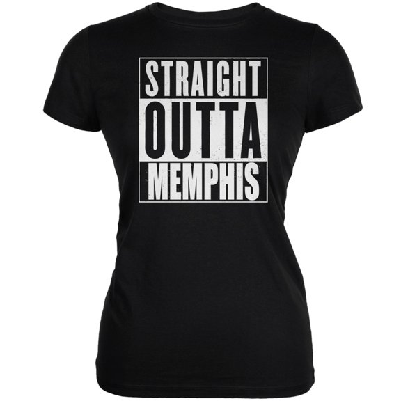 Straight Outta Memphis Black Juniors Soft T-Shirt - Medium