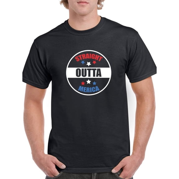 Straight Outta 'Merica USA Graphic Men Black T-Shirt, Male Large