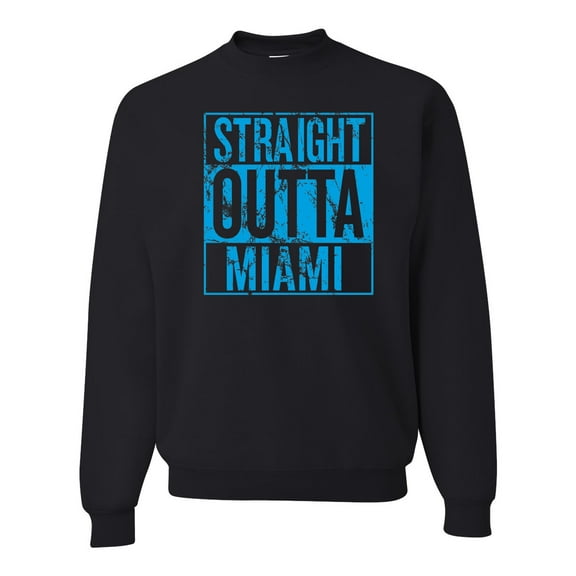Straight Outta Miami MIA Fan | Fantasy Baseball Fans | Mens Sports Crewneck Graphic Sweatshirt, Black, Small