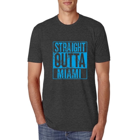 Straight Outta Miami MIA Fan | Fantasy Baseball Fans | Mens Sports Premium Tri Blend T-Shirt, Vintage Black, Large