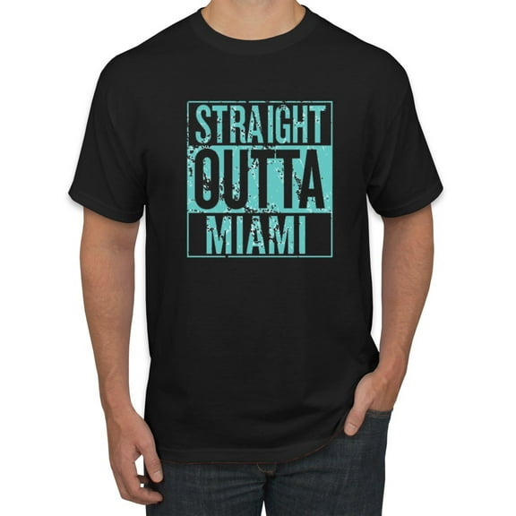 Straight Outta Miami MIA Fan | Fantasy Football | Mens Sports Graphic T-Shirt, Black, Small