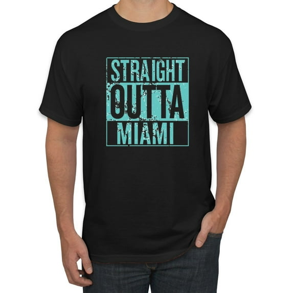 Straight Outta Miami MIA Fan | Fantasy Football | Mens Sports Graphic T-Shirt, Black, Small
