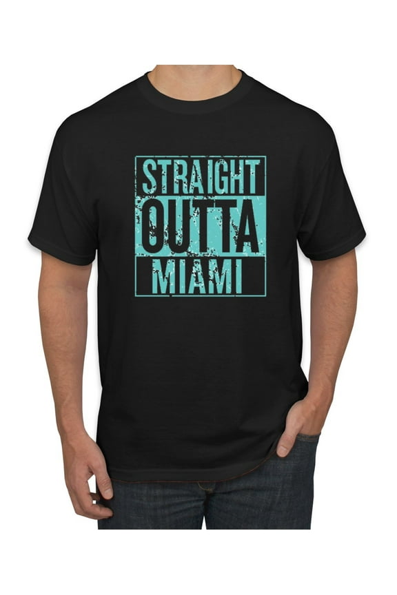 Straight Outta Miami MIA Fan | Fantasy Football | Mens Sports Graphic T-Shirt, Black, Small