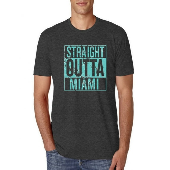 Straight Outta Miami MIA Fan | Fantasy Football | Mens Sports Premium Tri Blend T-Shirt, Vintage Black, 2XL