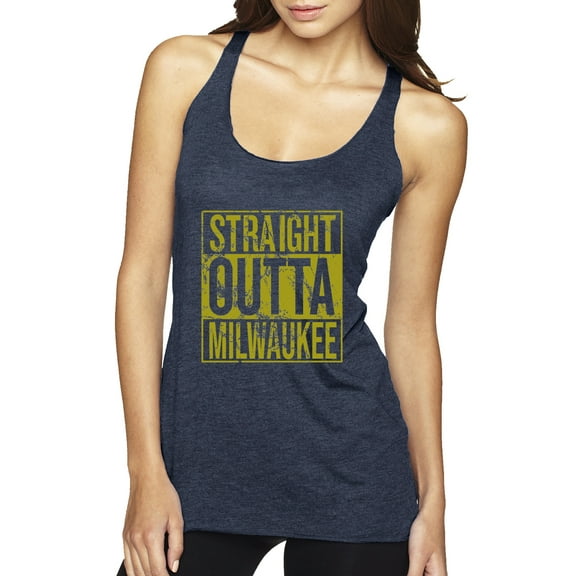 Straight Outta Milwaukee MIL Fan | Fantasy Baseball Fans | Womens Sports Premium Tri-Blend Racerback Tank Top, Vintage Navy, X-Large