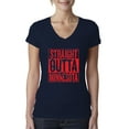thumbnail image 1 of Straight Outta Minnesota MIN Fan | Fantasy Baseball Fans | Womens Sports Slim Fit Junior V-Neck Tee, Navy, Medium, 1 of 4