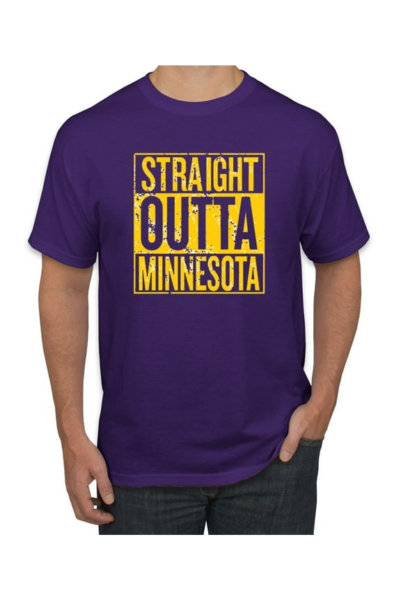 Straight Outta Minnesota MIN Fan | Fantasy Football | Mens Sports Graphic T-Shirt, Purple, Small