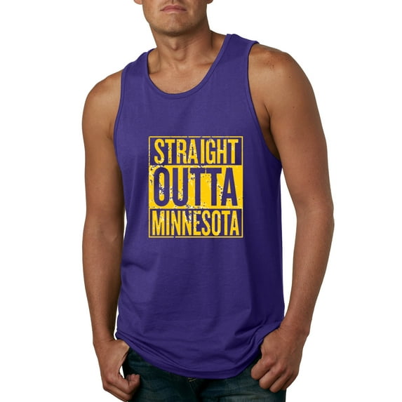 Straight Outta Minnesota MIN Fan | Fantasy Football | Mens Sports Graphic Tank Top, Purple, Medium