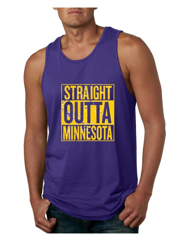 Straight Outta Minnesota MIN Fan | Fantasy Football | Mens Sports Graphic Tank Top, Purple, Medium