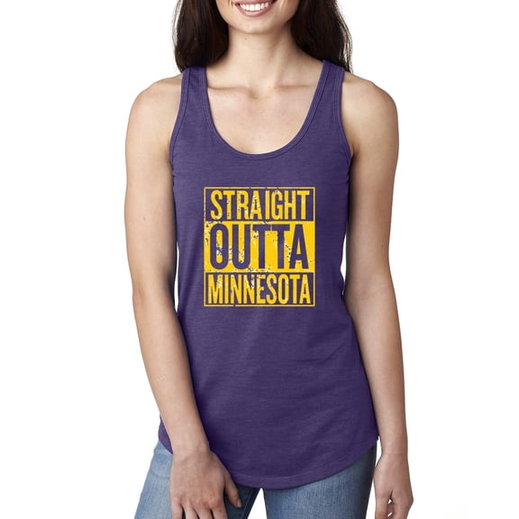 Straight Outta Minnesota MIN Fan | Fantasy Football | Womens Sports Jersey Racerback Tank Top, Purple Rush, X-Large