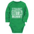 thumbnail image 1 of Straight Outta Mommy Infant Funny Cute Unisex Baby Long Sleeve Bodysuit 6M Green, 1 of 6