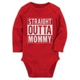 thumbnail image 1 of Straight Outta Mommy Infant Funny Cute Unisex Baby Long Sleeve Bodysuit 6M Red, 1 of 6