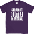 thumbnail image 1 of Straight Outta Montana T-Shirt Funny State Humor Gift Novelty Text Tee - Purple, 4XL, 1 of 1