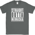 thumbnail image 1 of Straight Outta Nebraska T-Shirt Funny State Humor Gift Novelty Text Tee - Charcoal, XL, 1 of 1