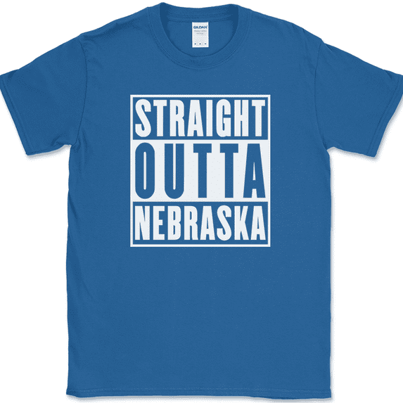 Straight Outta Nebraska T-Shirt Funny State Humor Gift Novelty Text Tee - Royal Blue, 4XL