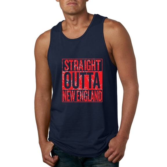 Straight Outta New England NE Fan | Fantasy Footbal | Mens Sports Graphic Tank Top, Navy, X-Large