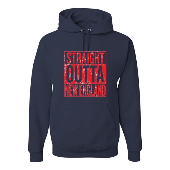 Straight Outta New England NE Fan | Fantasy Footbal | Mens Sports Hooded Sweatshirt Graphic Hoodie, Navy, X-Large