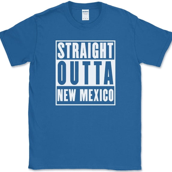Straight Outta New Mexico T-Shirt Funny State Pride Humor Gift Text Tee - Royal Blue, 5XL