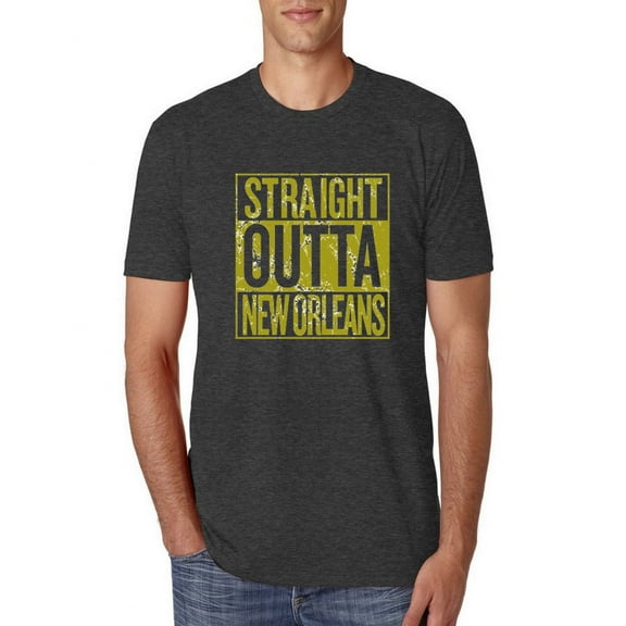 Straight Outta New Orleans NO Fan | Fantasy Football | Mens Sports Premium Tri Blend T-Shirt, Vintage Black, Large