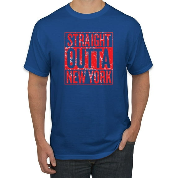 Straight Outta New York NYG Fan | Fantasy Football | Mens Sports Graphic T-Shirt, Royal, 3XL