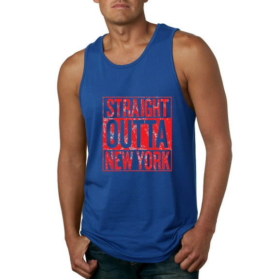 Straight Outta New York NYG Fan | Fantasy Football | Mens Sports Graphic Tank Top, Royal, Large
