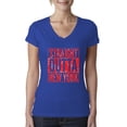 thumbnail image 1 of Straight Outta New York NYG Fan | Fantasy Football | Womens Sports Slim Fit Junior V-Neck Tee, Royal, 2XL, 1 of 4