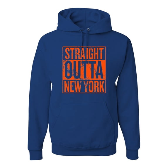 Straight Outta New York NYM Fan | Fantasy Baseball Fans | Mens Sports Hooded Sweatshirt Graphic Hoodie, Royal, 3XL