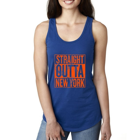 Straight Outta New York NYM Fan | Fantasy Baseball Fans | Womens Sports Jersey Racerback Tank Top, Royal, Small