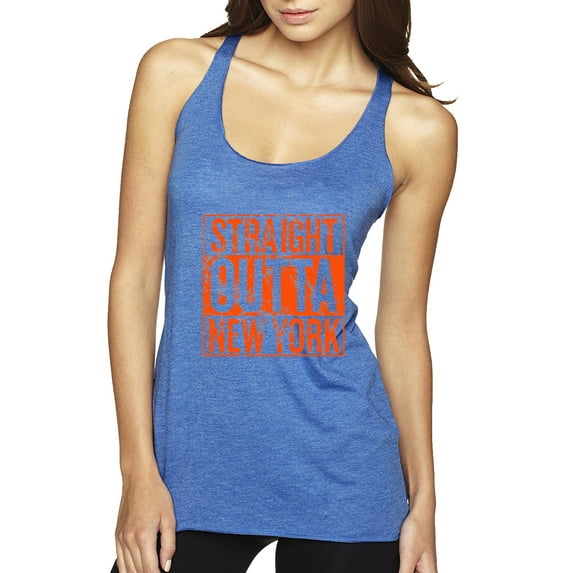 Straight Outta New York NYM Fan | Fantasy Baseball Fans | Womens Sports Premium Tri-Blend Racerback Tank Top, Vintage Royal, X-Large