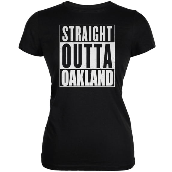 Straight Outta Oakland Black Juniors Soft T-Shirt - 2X-Large
