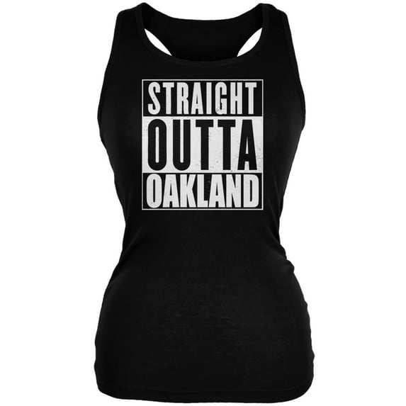 Straight Outta Oakland Black Juniors Soft Tank Top - Medium