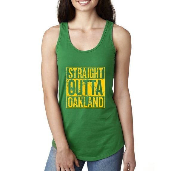 Straight Outta Oakland Oak Fan | Fantasy Baseball Fans | Womens Sports Jersey Racerback Tank Top, Kelly, Medium