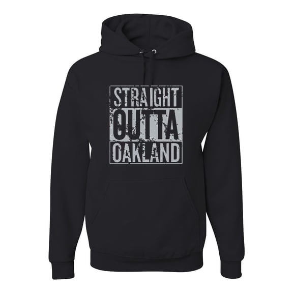 Straight Outta Oakland Oak Fan | Fantasy Football | Mens Sports Hooded Sweatshirt Graphic Hoodie, Black, Medium