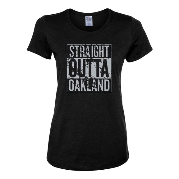 Straight Outta Oakland Oak Fan | Fantasy Football | Womens Sports Graphic T-Shirt, Black, Large